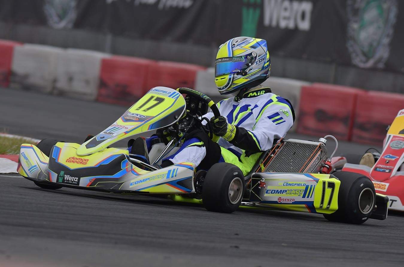 Kart racing action at a UK circuit