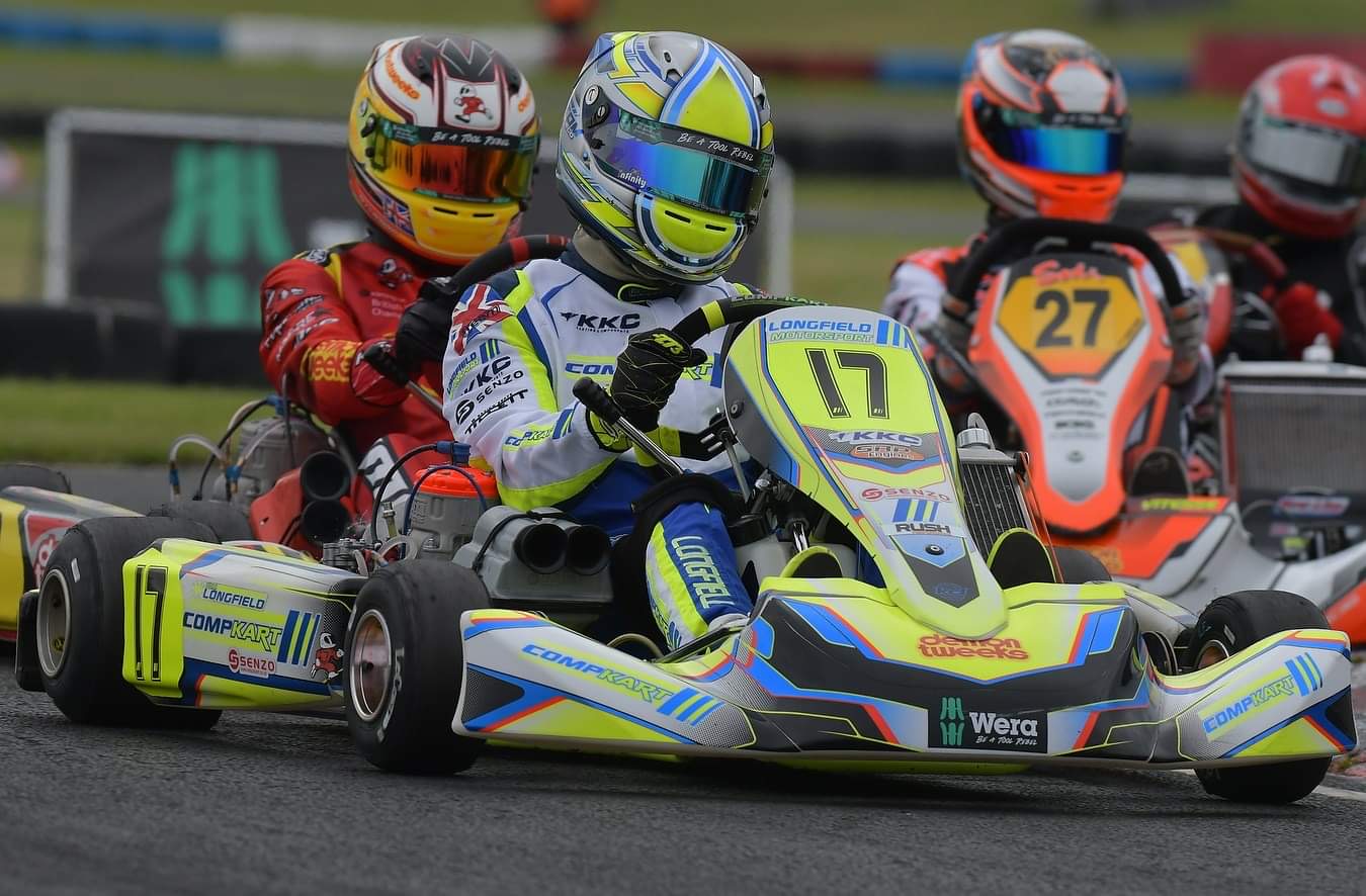 Close pack racing through a corner